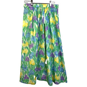 Gathered Skirt Women Small Floral Green Yellow Cottagecore Feminine Lined